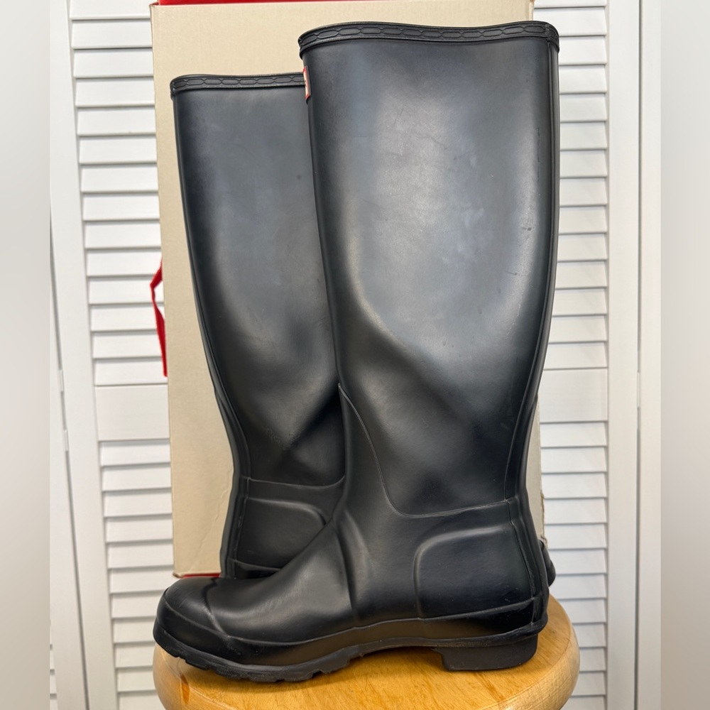 Hunter Womens Black Rubber Rain BOOTS Original Tall Size US7 EU38 Wft1000rma - Picture 8 of 16